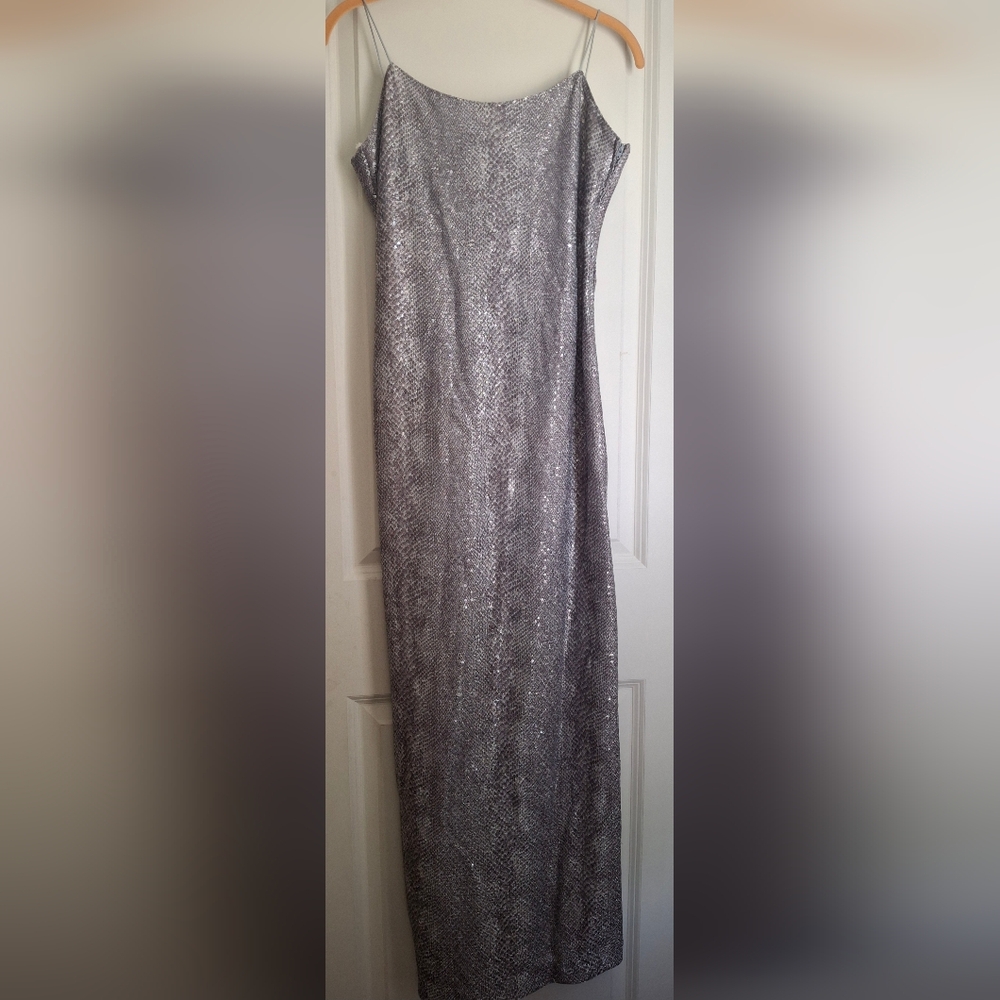 Y2K Jump  Elegant Silver Evening Dress Sz 7/8 Fairycore Goth Vampire Boho